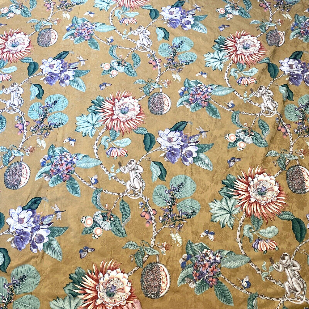 Custom Made Duvet Cover Vintage Designer Botanical Fabric 96x98 Floral/Monkeys2 - Picture 6 of 12